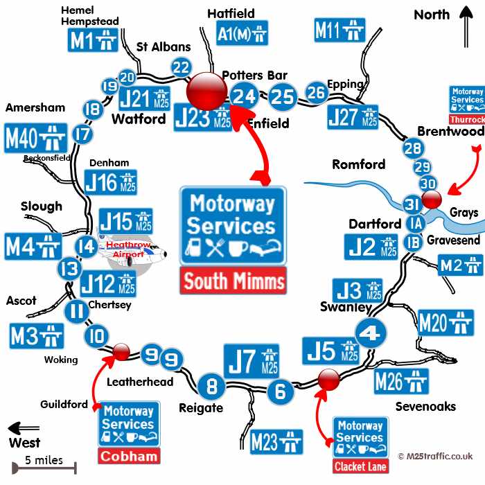 map of where south mimms services is
