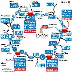 small map of where services are on M25