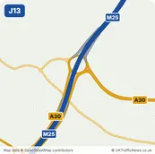 Map of M25 junction 13
