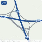 Map of M25 junction 16
