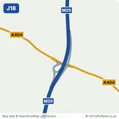 Map of M25 junction 18