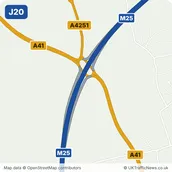 Map of M25 junction 20