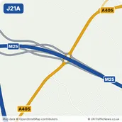 Map of M25 junction 21A