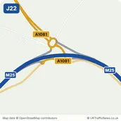 Map of M25 junction 22