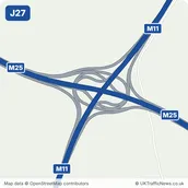 Map of M25 junction 27