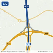 Map of M25 junction 30
