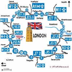 small map of all the M25 junctions