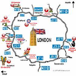 small map of days out around the M25