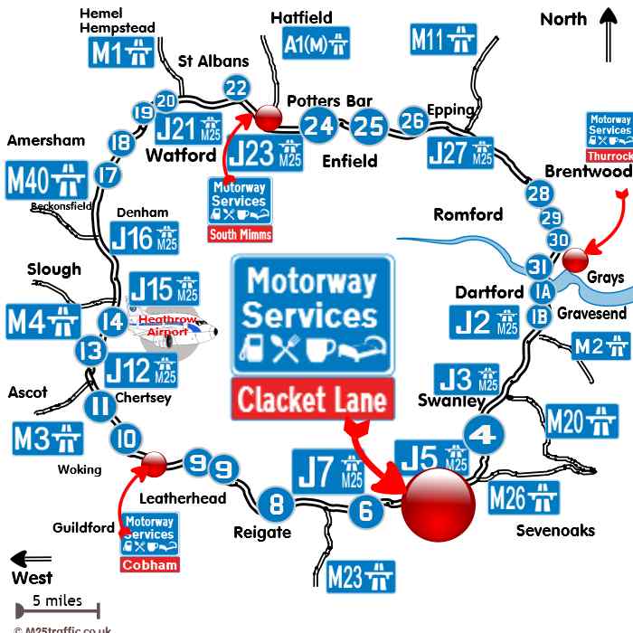 map of where clacket lane services is