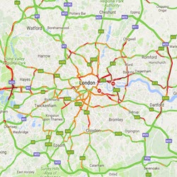 m25 map of live traffic flow speed
