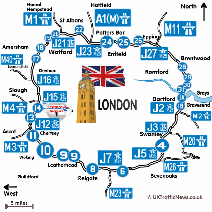 Map of all M25 junctions